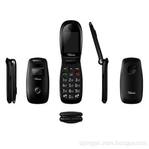 One-up Sales Point of China Senior Phone with High Volume, SOS Button, Cushioned Earcup, 2G, Flip